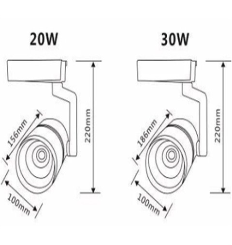 COB灯珠LED轨道灯 12W、20W、30W三款 白色外壳 CE、ROHS认证